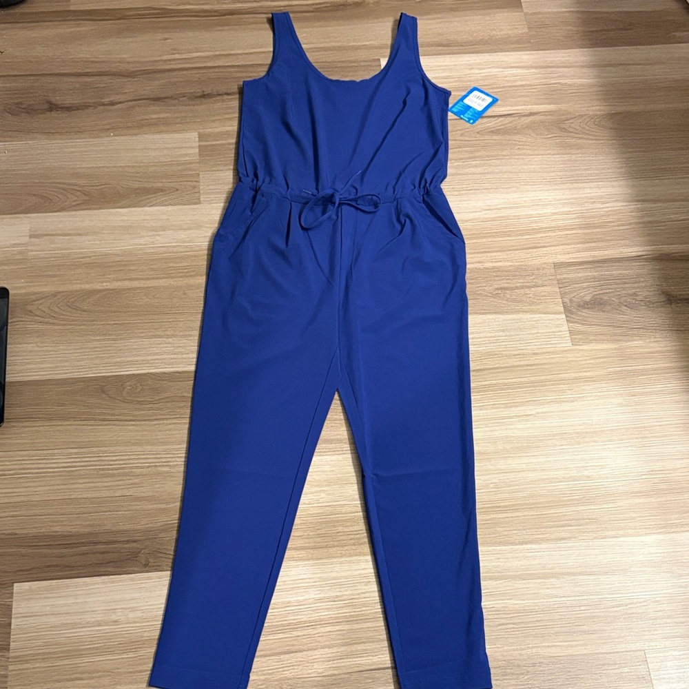 NWT!  Blue Columbia Anytime Performance Tank Drawstring Jumpsuit Size XS